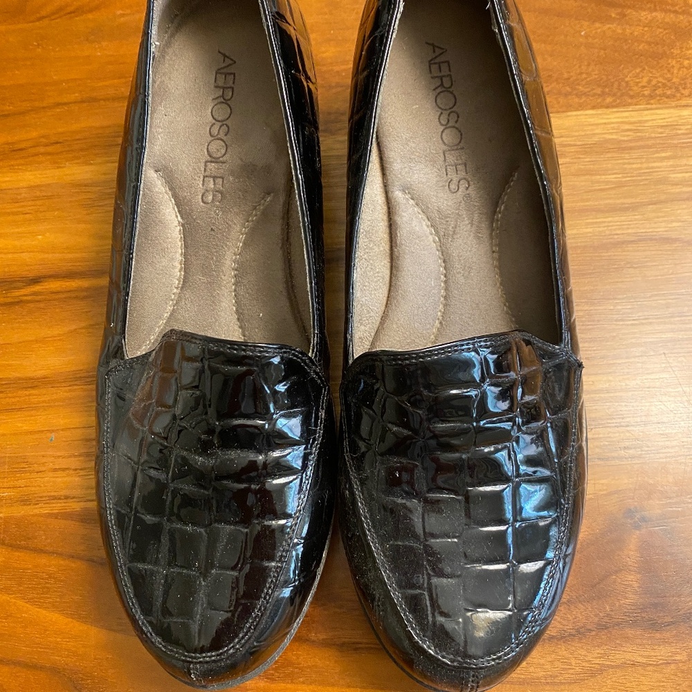 Aerosole black wedge shoes